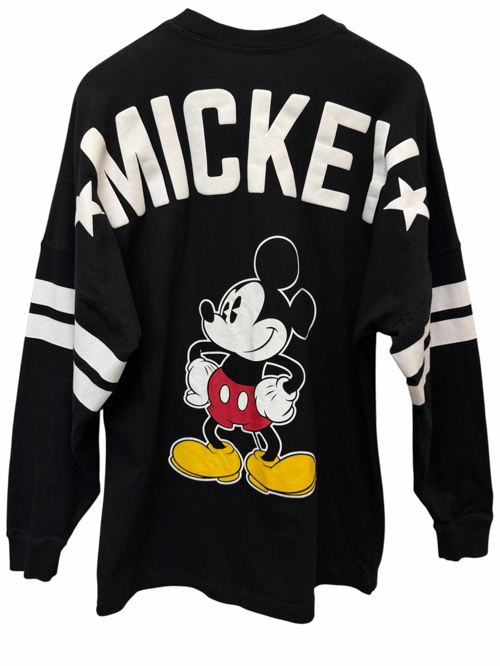 Disney Mickey Mouse Jersey Black Long Slv Crew Neck Oversized Top Adult Sz S